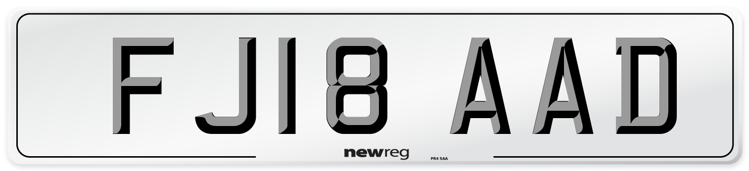 FJ18 AAD Number Plate from New Reg